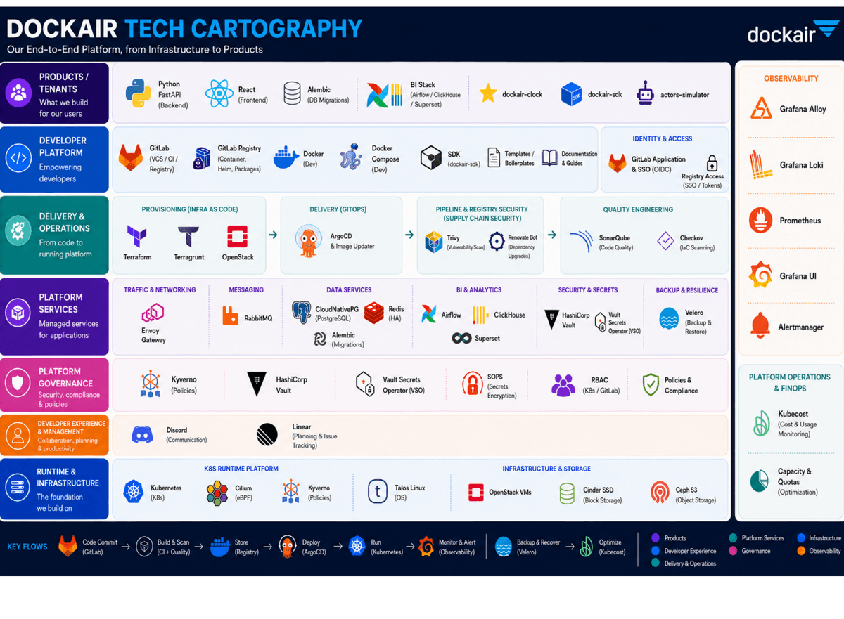 Cartographie des technologies de la plateforme DockAir